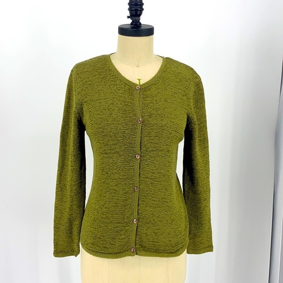 PENDLETON Beautiful Button up Kelly Green button Crewneck Sweater Size Small - Picture 1 of 8